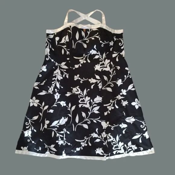 Y2K Black White Floral Whimsigoth Multi Way Rockabily Mini Dress Plussize 24W - Picture 3 of 17